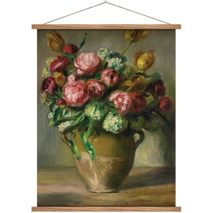 Still Life Painting of Flowers in a Brown Vase