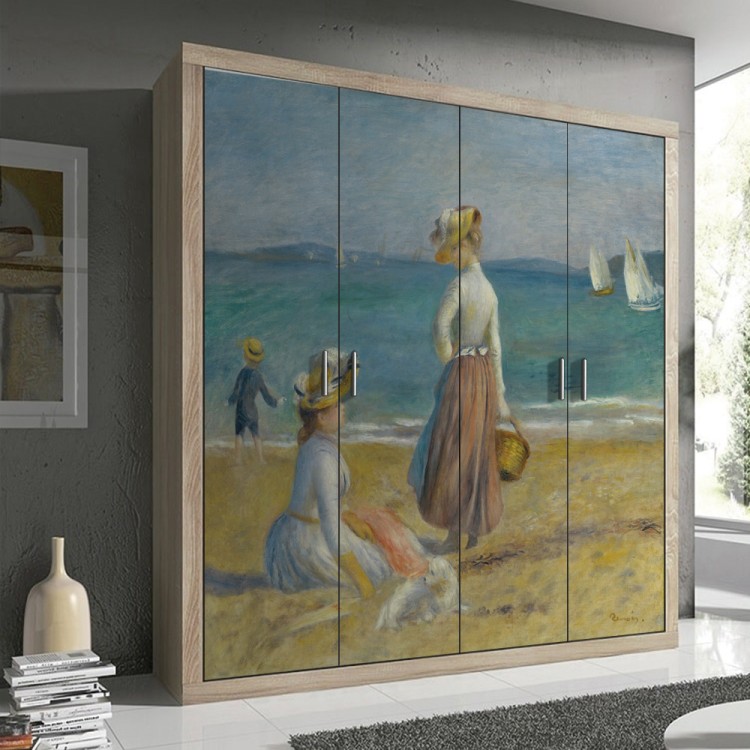 Αυτοκόλλητο Ντουλάπας Figures on the Beach, oil on canvas