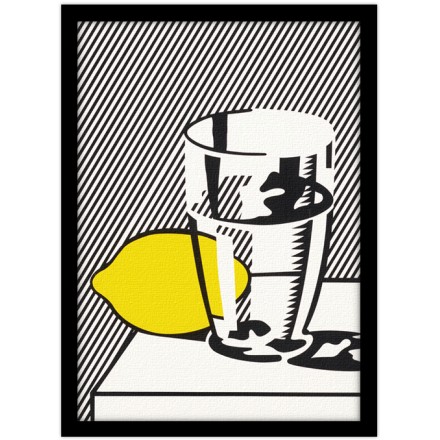 Glass and lemon in a mirror