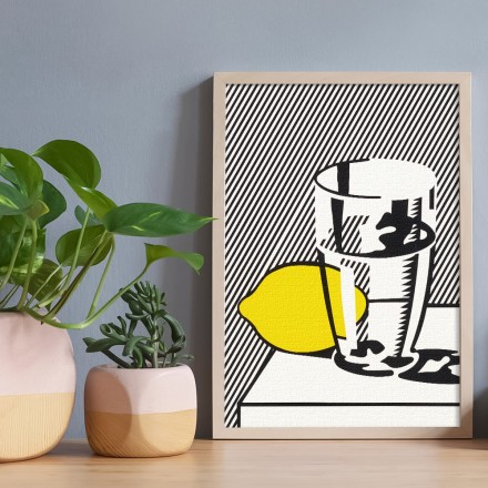 Glass and lemon in a mirror Πίνακας σε Καμβά