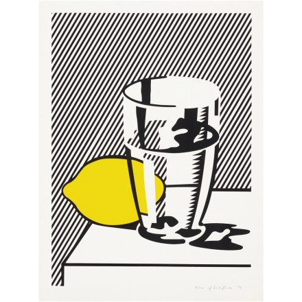 Glass and lemon in a mirror, oil on canvas