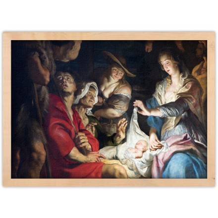 Central part of paint of Nativity scene