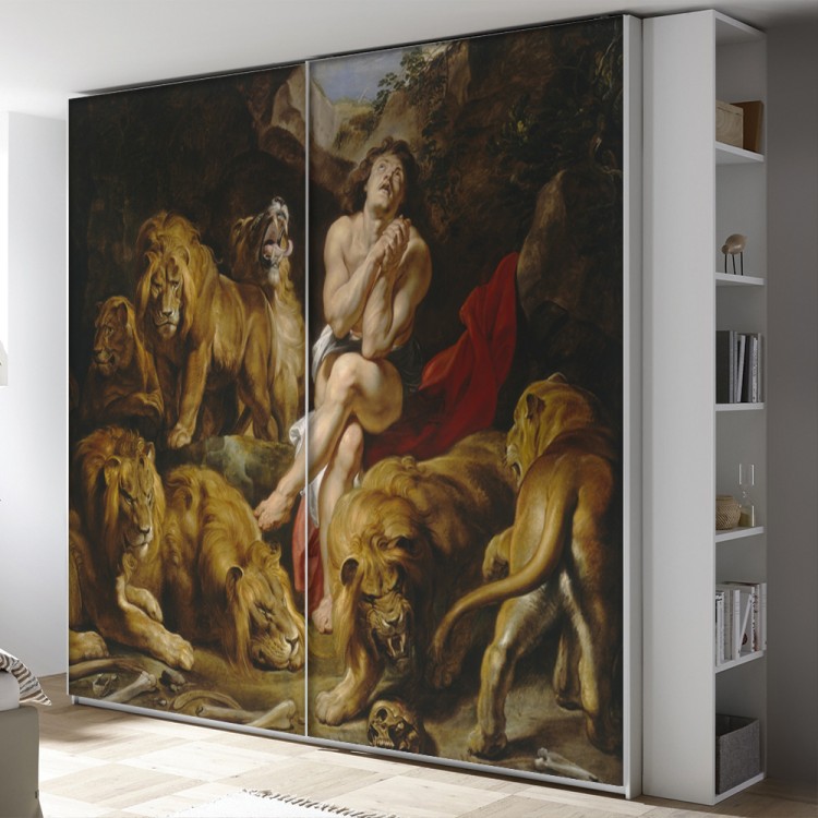 Αυτοκόλλητο Ντουλάπας Daniel in the Lions' Den, Oil Paint