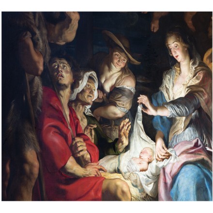 Central part of paint of Nativity scene