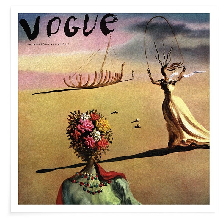 Πόστερ Vogue Cover Illustration Of A Woman With Flowers