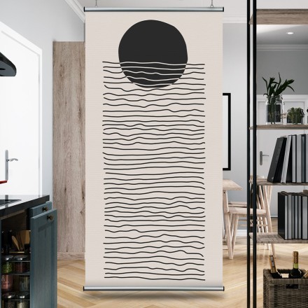 Wavy lines with black moon Διαχωριστικό Panel