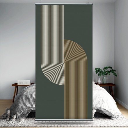 Beige & white lines in green Διαχωριστικό Panel