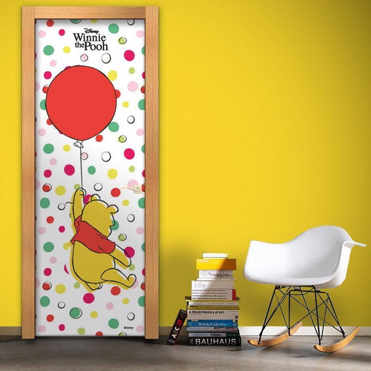 Αυτοκόλλητο Πόρτας Winnie with balloon, back side,Winnie the Pooh