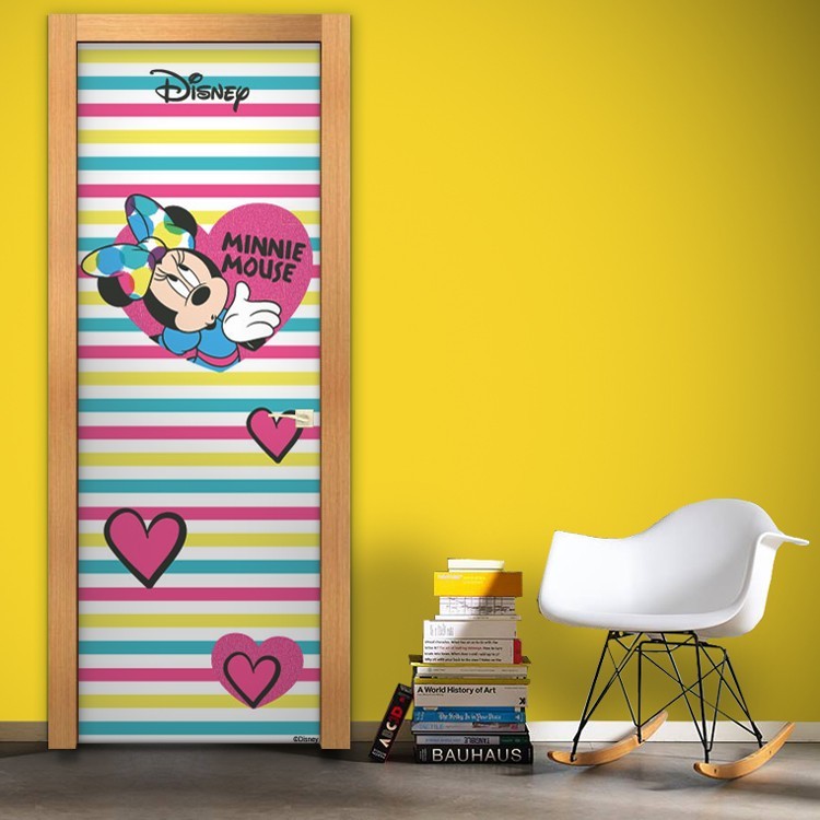 Αυτοκόλλητο Πόρτας Minnie Mouse με καρδούλες