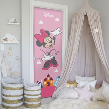 Ροζ Minnie Mouse Αυτοκόλλητο Πόρτας