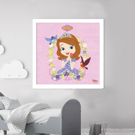 Η Sofia the First τριγυρισμένη με πουλάκια ! Πίνακας σε Καμβά