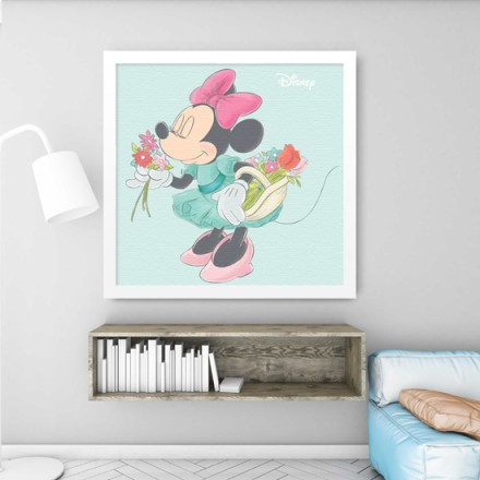 Minnie Mouse with lots of flowers! Πίνακας σε Καμβά