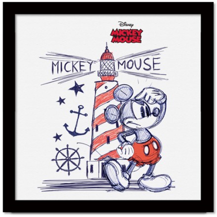 Ο Mickey Mouse δίπλα στον φάρο αγναντεύει! Πίνακας σε Καμβά