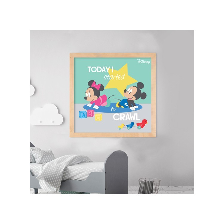 Πίνακας σε Καμβά Σήμερα άρχισα να μπουσουλάω με τον Mickey & Minnie Mouse!!!