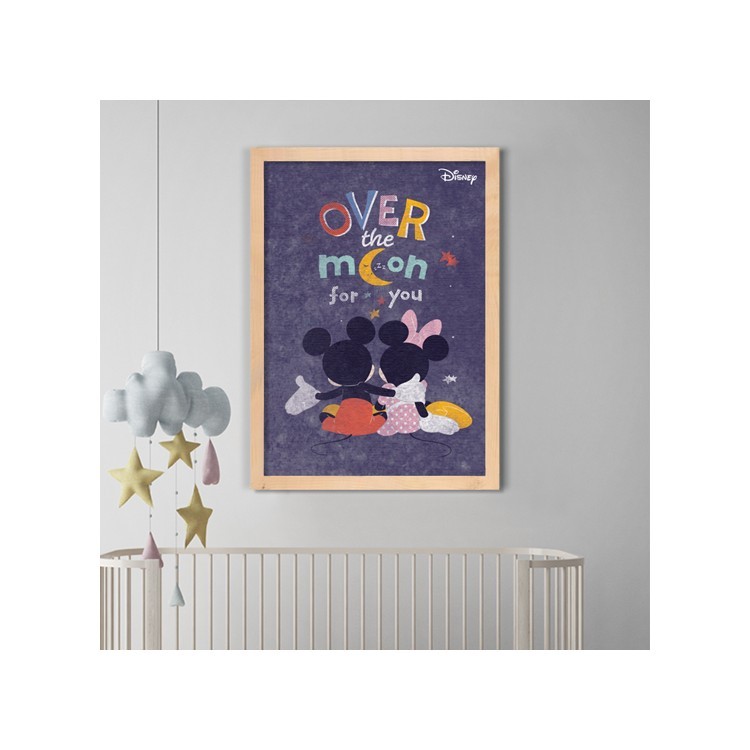 Πίνακας σε Καμβά Πέρα απο το φεγγάρι με τον Mickey και τη Minnie