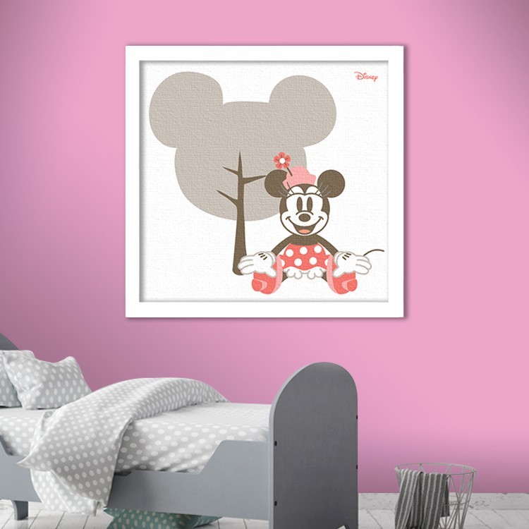 Πίνακας σε Καμβά Vintage Minnie Mouse in a grey background!