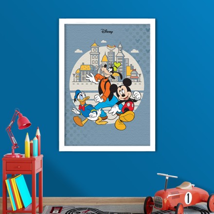 Τρεις φίλοι, Mickey Mouse! Πίνακας σε Καμβά