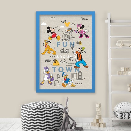 Fun arround town, Mickey Mouse! Πίνακας σε Καμβά