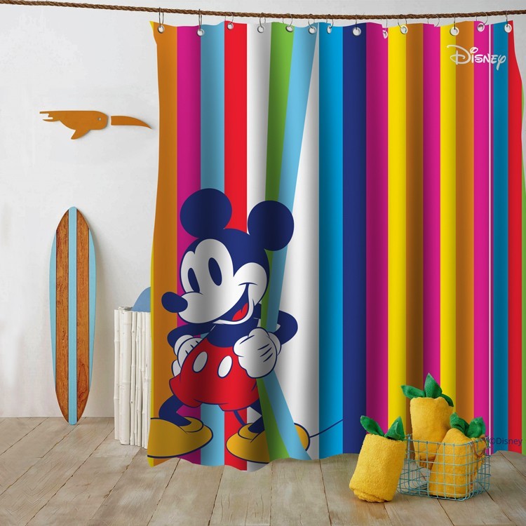 Κουρτίνα Μπάνιου Colourful stripes, Mickey Mouse