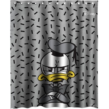 Donald Duck in a grey pattern Κουρτίνα Μπάνιου