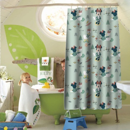 Pattern with flowers, Minnie and Daisy Κουρτίνα Μπάνιου