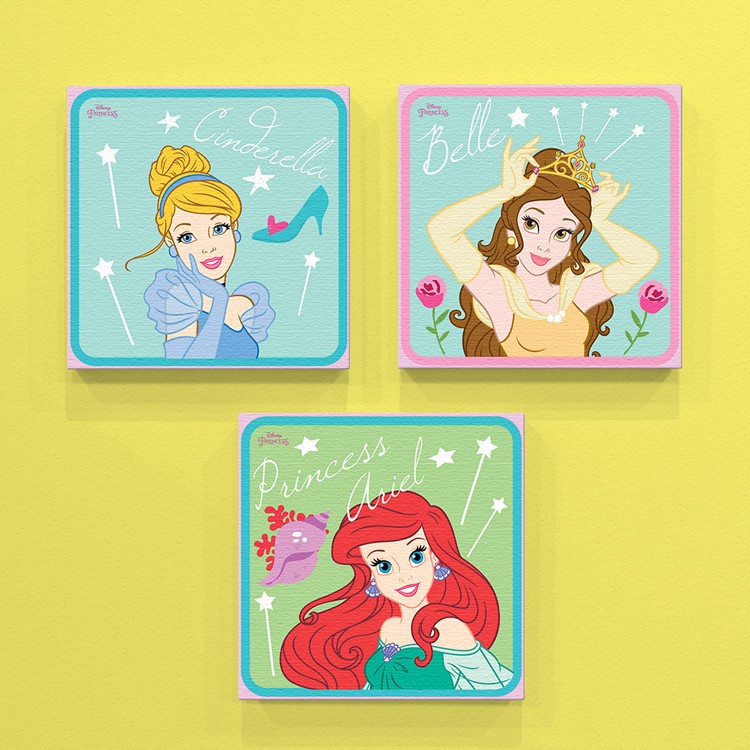 Mini Set Πίνακας Cinderella, Belle and Ariel