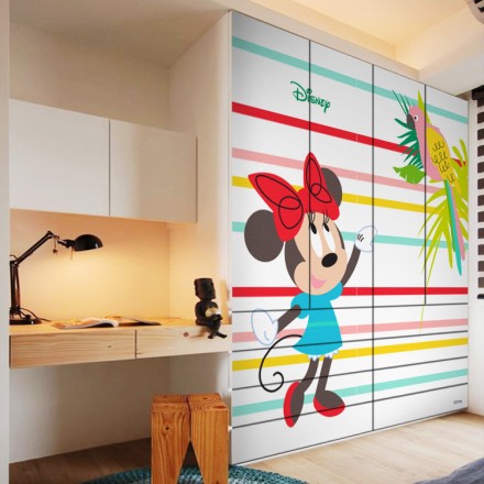 Minnie & parrot Αυτοκόλλητο Ντουλάπας