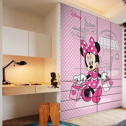 Minnie Mouse is going for shopping Αυτοκόλλητο Ντουλάπας