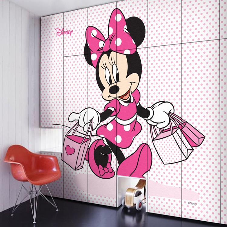 Αυτοκόλλητο Ντουλάπας Minnie Mouse is going for shopping