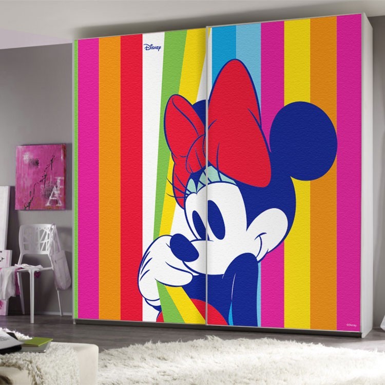 Αυτοκόλλητο Ντουλάπας Minnie Mouse σε πολύχρωμο μοτίβο