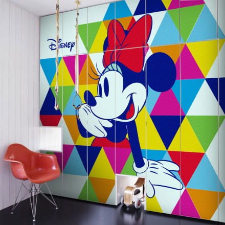 Η Minnie σε πολύχρωμο μοτίβο Αυτοκόλλητο Ντουλάπας