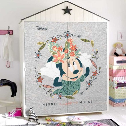 H Minnie σε στεφάνι με λουλούδια, Mickey Mouse Αυτοκόλλητο Ντουλάπας