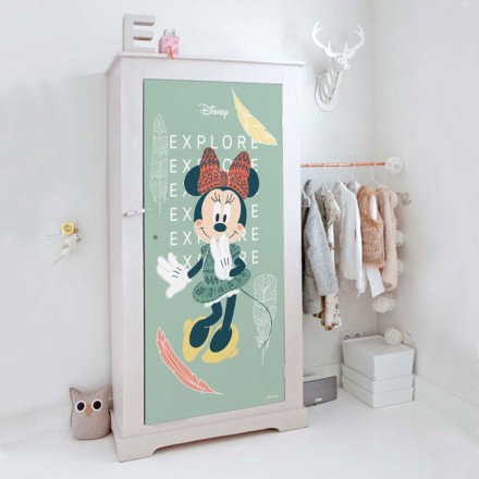 Εξερεύνησε το κόσμο , Minnie! Αυτοκόλλητο Ντουλάπας