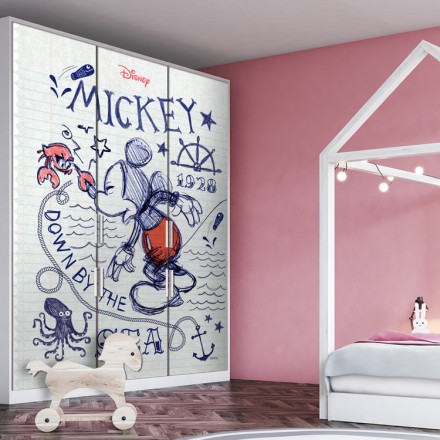Down by the sea Mickey Mouse Αυτοκόλλητο Ντουλάπας