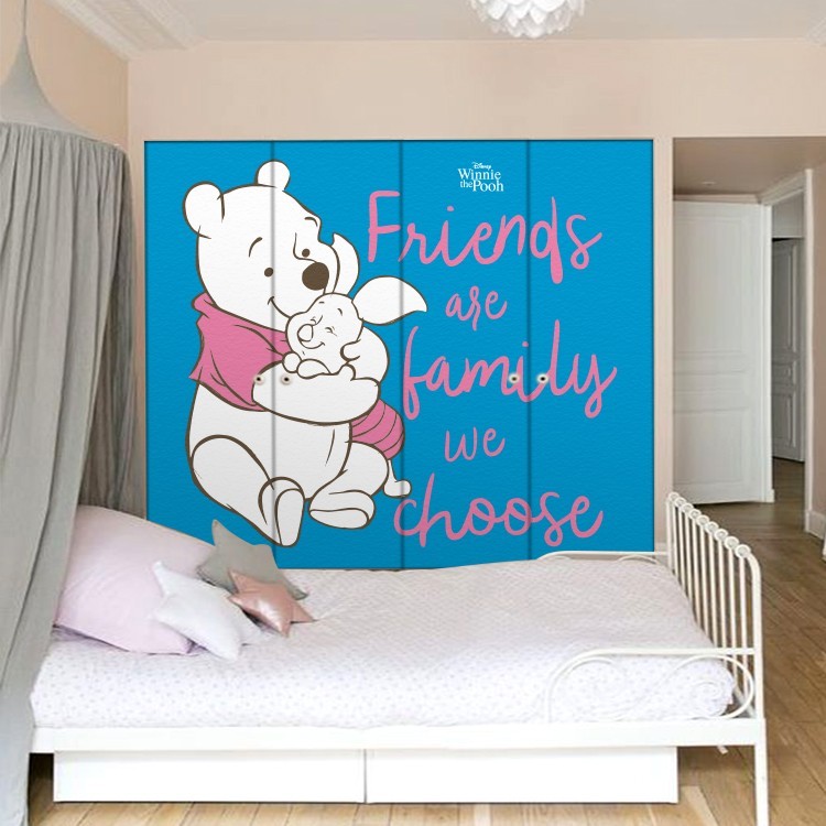 Αυτοκόλλητο Ντουλάπας Friends are family we choose, Winnie the Pooh