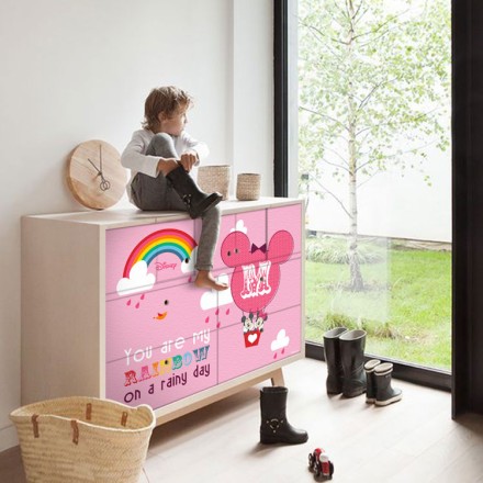 You are my rainbow in a rainy day, Mickey and Minnie Αυτοκόλλητο Ντουλάπας