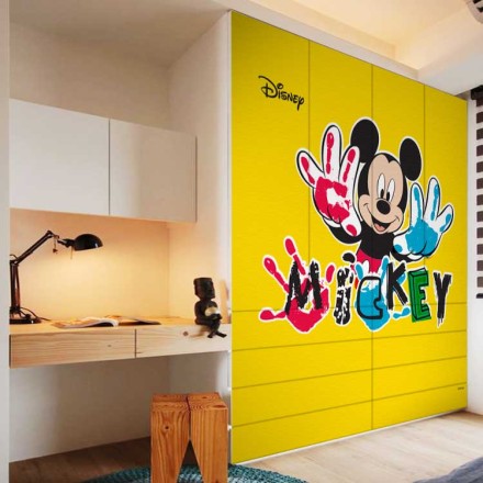 Ο Mickey με χρώματα! Μickey Mouse! Αυτοκόλλητο Ντουλάπας