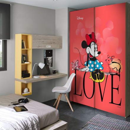 Love, Minnie Mouse Αυτοκόλλητο Ντουλάπας