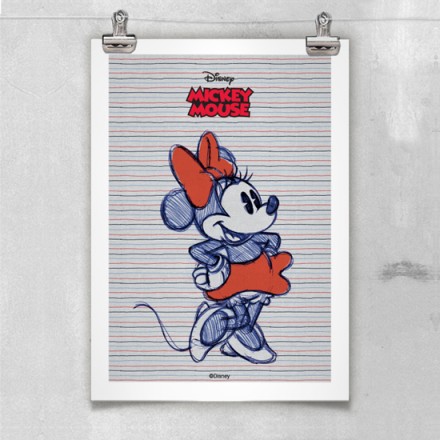 Minnie Mouse με ριγέ φόντο Πόστερ