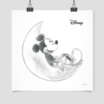 Ο Mickey ξαπλωμένος πάνω στο φεγγάρι Πόστερ