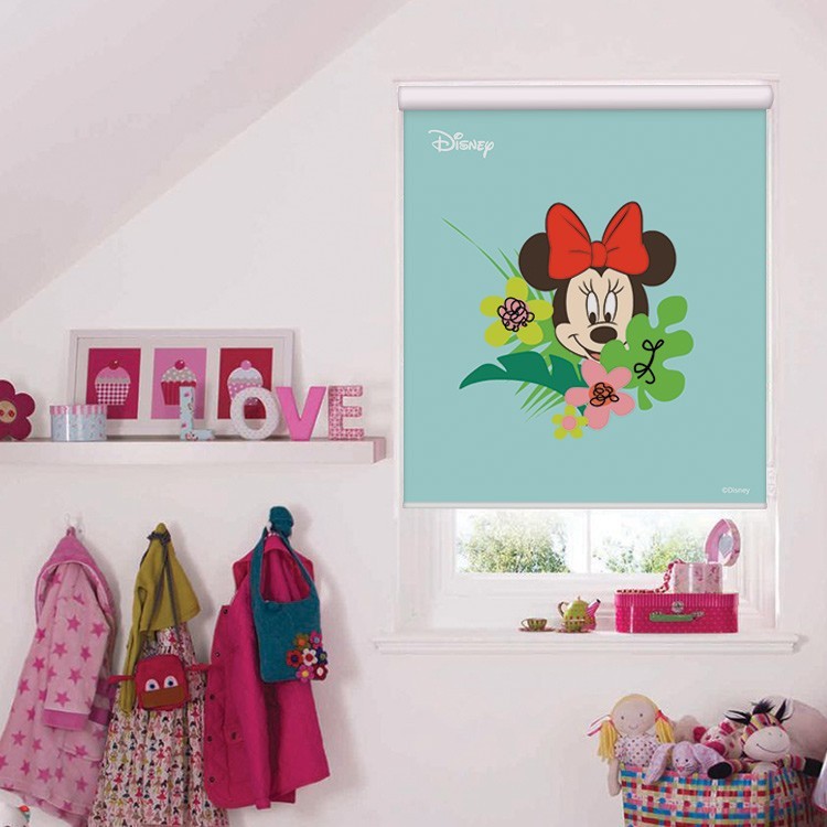 Ρολοκουρτίνα - Ρόλερ Σκίασης Minnie Mouse και όμορφα λουλούδια