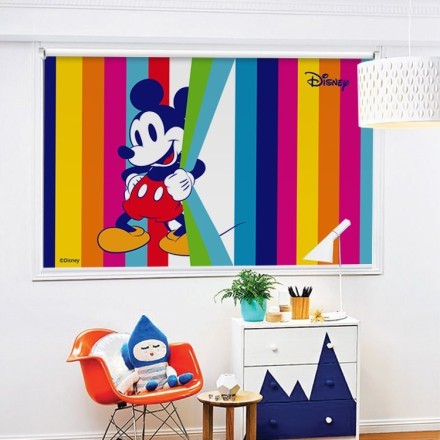 Mickey Mouse με πολύχρωμο φόντο!! Ρολοκουρτίνα - Ρόλερ Σκίασης