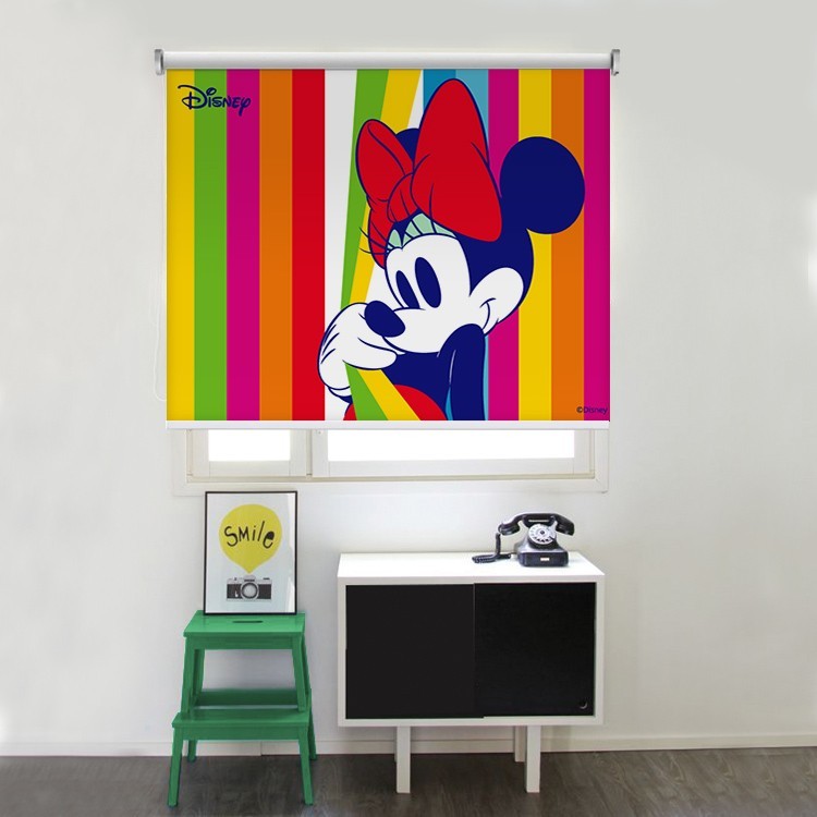 Ρολοκουρτίνα - Ρόλερ Σκίασης Minnie Mouse με πολύχρωμες ρίγες