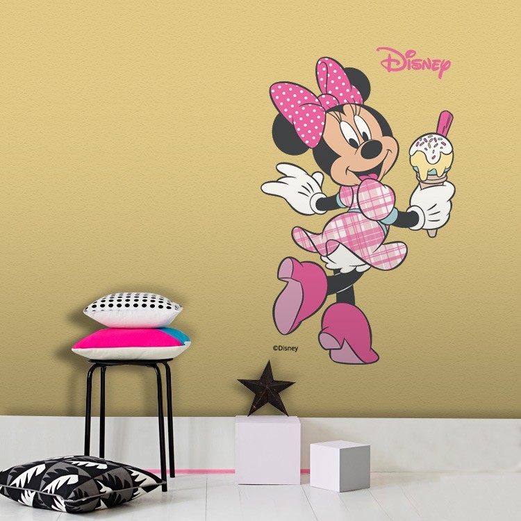 Αυτοκόλλητο Τοίχου Minnie Mouse τρώει παγωτό