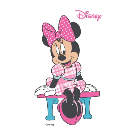 Η Minnie Mouse κάθεται χαρούμενη
