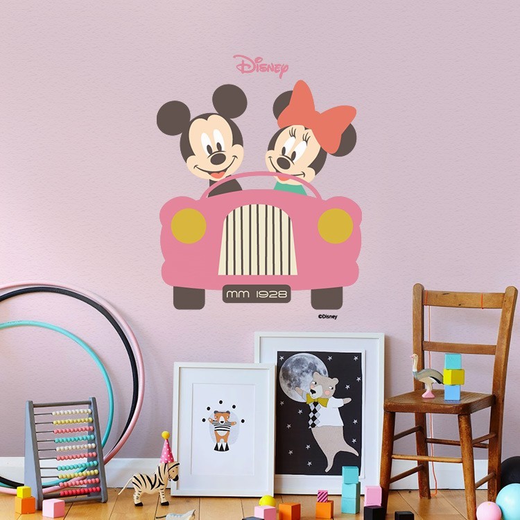 Αυτοκόλλητο Τοίχου Minnie & Mickey Mouse σε αμαξάκι