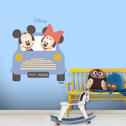 Mickey Mouse & Minnie Mouse σε μπλε αμαξάκι