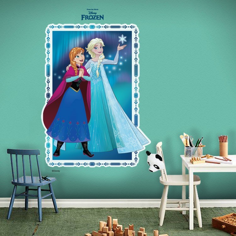 Αυτοκόλλητο Τοίχου Anna and Elsa, Frozen