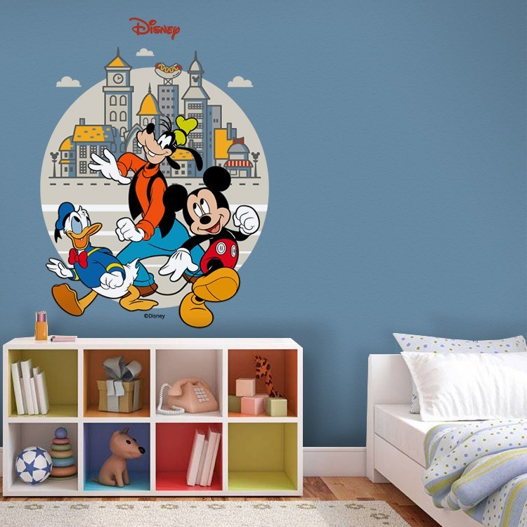Αυτοκόλλητο Τοίχου Χαρούμενοι τρεις φίλοι, Mickey Mouse