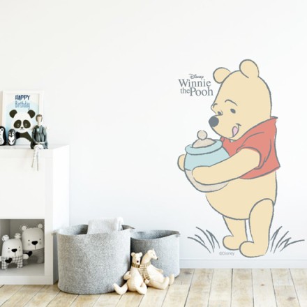 Ο Winnie the Pooh με ένα βαζάκι μέλι! Αυτοκόλλητο Τοίχου